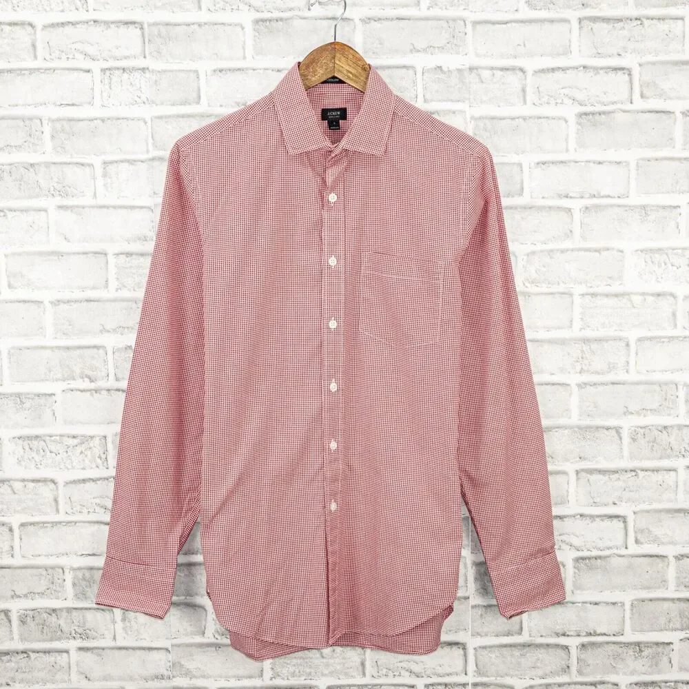 J.Crew Ludlow fit Button up Shirt Red mini Check 2-ply size Small